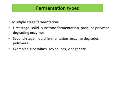 Fermentation types for Food Products