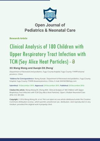 Open Journal of Pediatrics & Neonatal Care | PDF