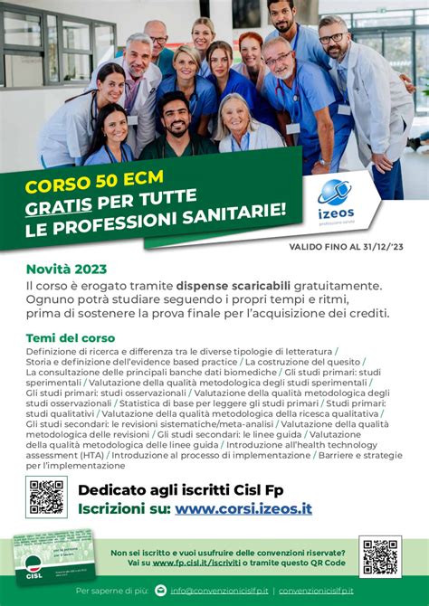 Corso Ecm Gratis Per Tutte Le Professioni Sanitarie Cisl Funzione