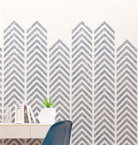 Chevron Wall Stencil Allover Geometric Wall Stencil Modern Etsy