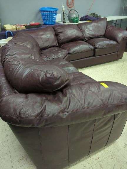 2 piece leather sectional sofa - Burgess Auctions LLC