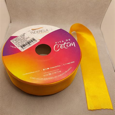 Fita Cetim Simples Mm X M Amarelo Ouro Cinderela Fescopan