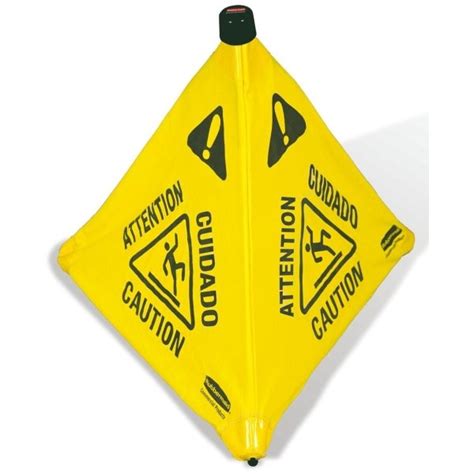 Rubbermaid Yellow Pop Up Safety Cone With Wet Floor Symbol 20 H 12 Pack Rlw Supply Co