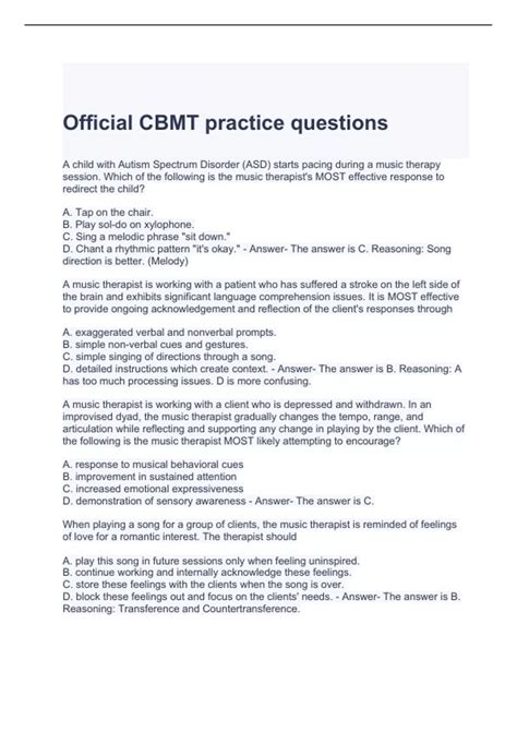 Official CBMT Practice Questions And Answers Stuvia US