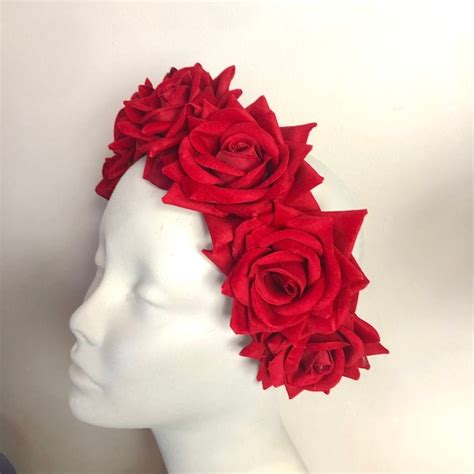 Red Rose Headband Etsy