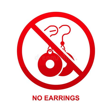 No Earrings Sign Isolated On White Background Stock Vector