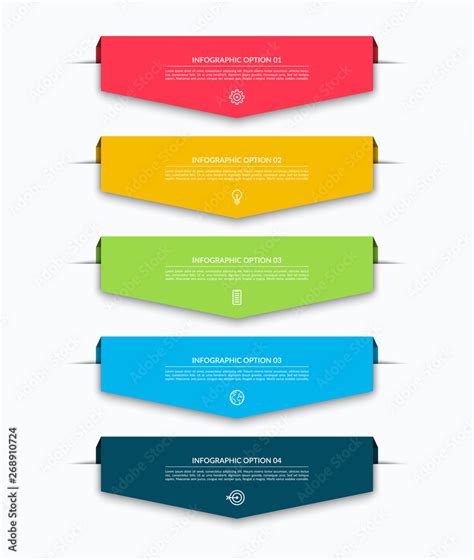 Infographic Layout Template With 5 Arrows Labels Tags Origami Style