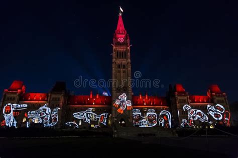 Canadian Parliament Building at Night Editorial Photo - Image of hill ...