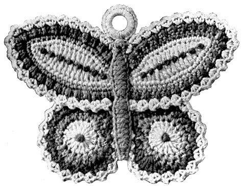 Free Vintage Crochet Pattern A Butterfly Potholder Vintage Crafts And