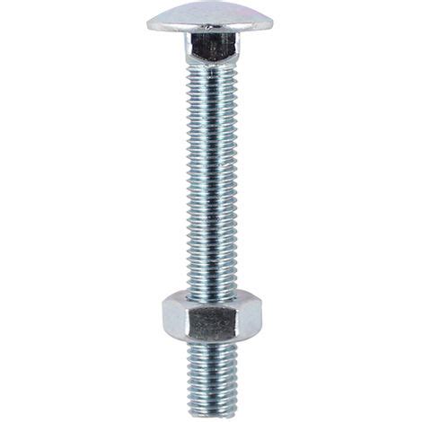 Timco Steel Dome Head Carriage Bolts With Hex Nuts Silver M X