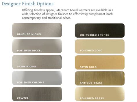 Color Chart Brushed Nickel Polished Nickel Brushed Nickel Polished