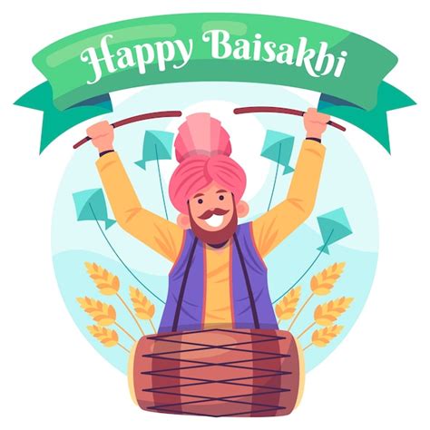 Free Vector Flat Design Happy Baisakhi Concept