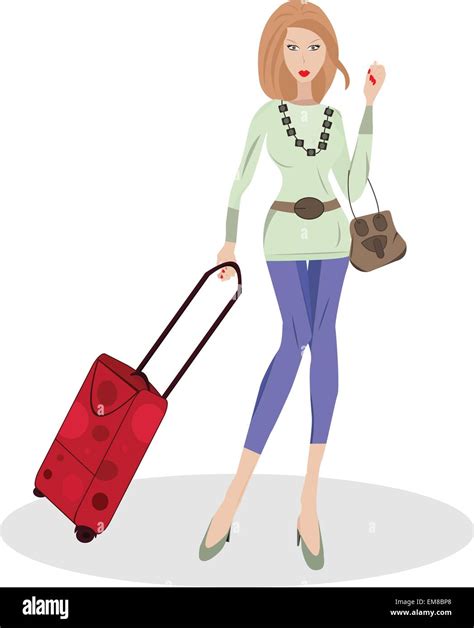 Blonde Woman Suitcase Stock Vector Images Alamy