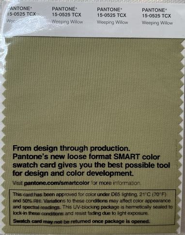 Pantone TCX Cotton Swatch Card 15 0525 TCX Weeping Willow