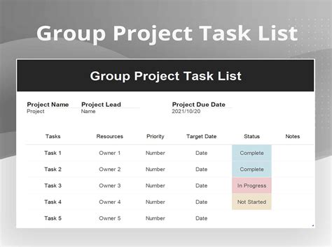 EXCEL of Group Project Task List.xlsx | WPS Free Templates