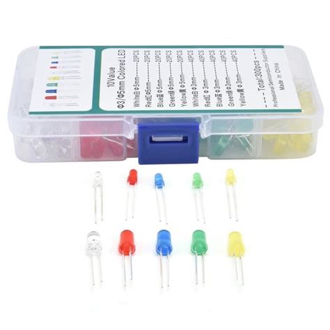 VBESTLIFE Diodes LED 300pcs LED Diodes Lumineuses 5 Couleurs Ampoules D