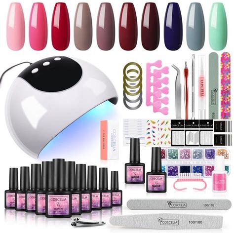 Kit 10pc Vernis Semi Permanent à Ongle 24W UV LED Lampe Nail Machine