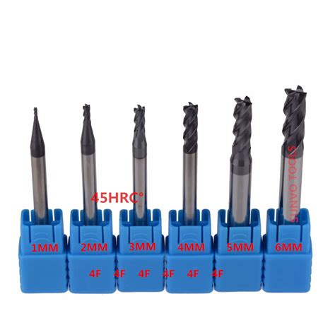 6pcs HRC45 HRC55 3f 2 4 Flutes 2 4 F 1 2 3 4 5 6MM CNC Tool Tungsten