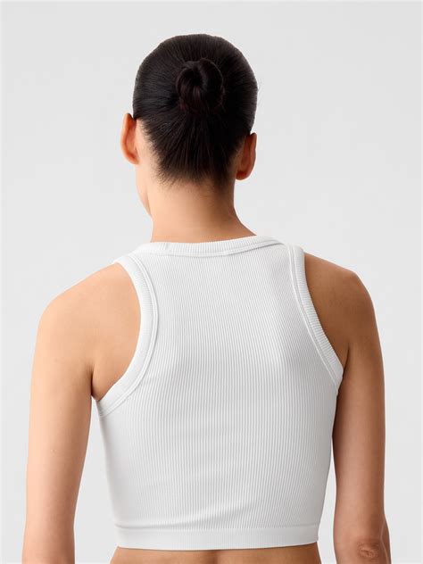 GapFit Seamless Rib Cropped Halter Tank Top Gap