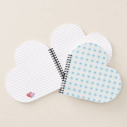 Two Heart Shaped Notebooks With Lined Paper On Them One Is Blue And