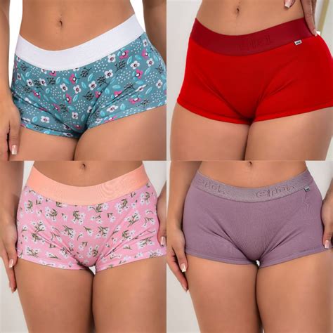 Kit Calcinha Shorts Cuecas Boxer Feminina Shortinho Cueca Box