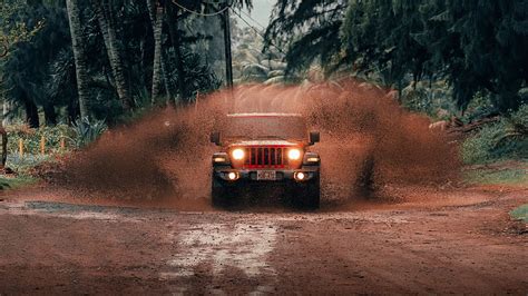 Jeep Wrangler Jeep Car Suv Red Tropics U 16 9 Background HD