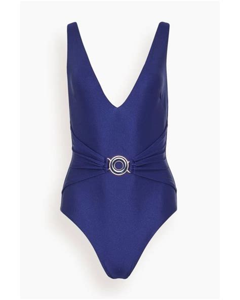 Zimmermann Tiggy Plunge Circle Link One Piece Swimsuit In Blue Lyst