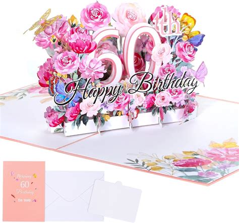 60th Birthday Pop Up Card For Her Happy 60th Birthday Pop