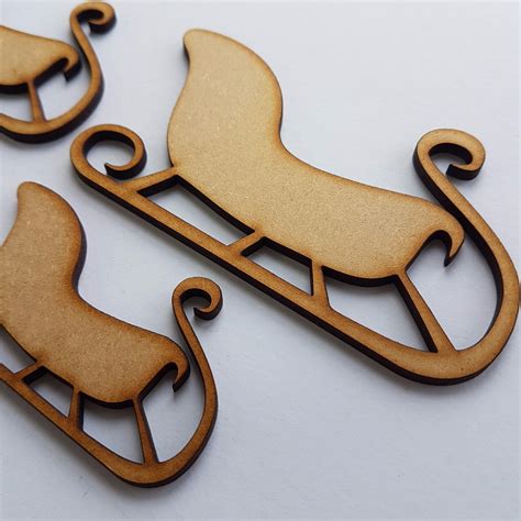 Wooden Christmas Sleigh Mdf Wooden Laser Cut Craft Blanks Xmas Shapes 5