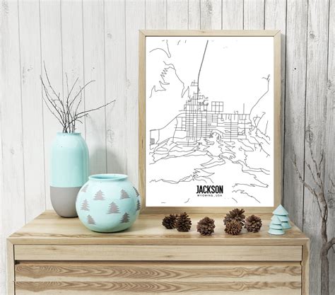 Jackson Wyoming map printable Jackson WY wall art Grand | Etsy