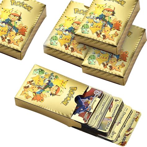 Buy Gold Pokeman Cards 55 PCS TCG Deck Box Gold Foil Card Assorted