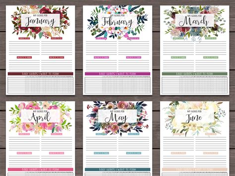 Monthly Goals Printable - Six Clever Sisters