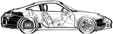 2002 Porsche 911 997 Carrera S Coupe Blueprints Free Outlines