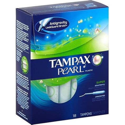 Tampax Pearl Super Absorbency With Leakguard Braid Unscented 18 Count