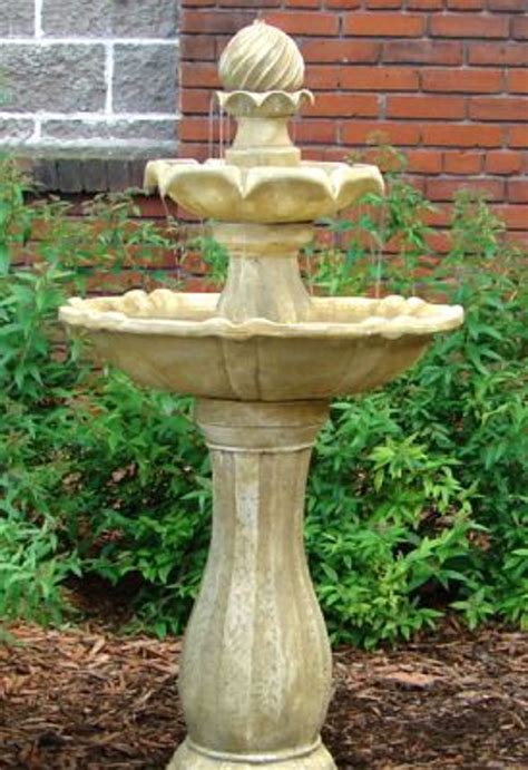 Solar Bird Bath Fountain Battery And Led Lights 2 Tier 45 H Arcade