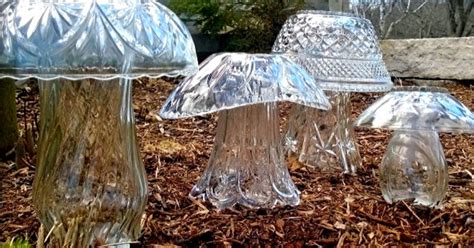 People Are Upcycling Old Glassware Into Stunning Glass Garden Mushrooms