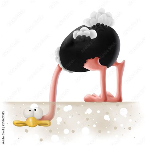 Struzzo Con La Testa Sotto La Sabbia Stock Illustration Adobe Stock