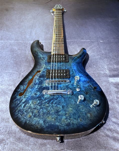 Kiesel Sh6 Burled Maple Top Aqua Candy Ziricote Fretboard Maple Purpleheart Neck Ash Body