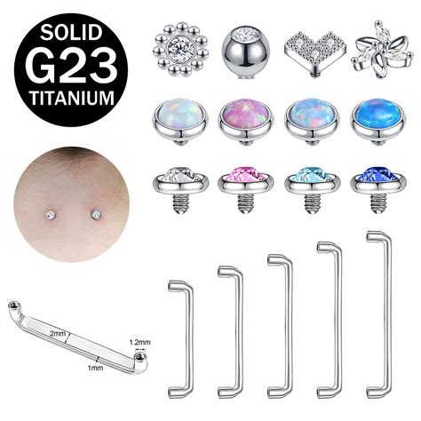 Pc Mm G Titanium Internally Thread Crystal Surface Barbell