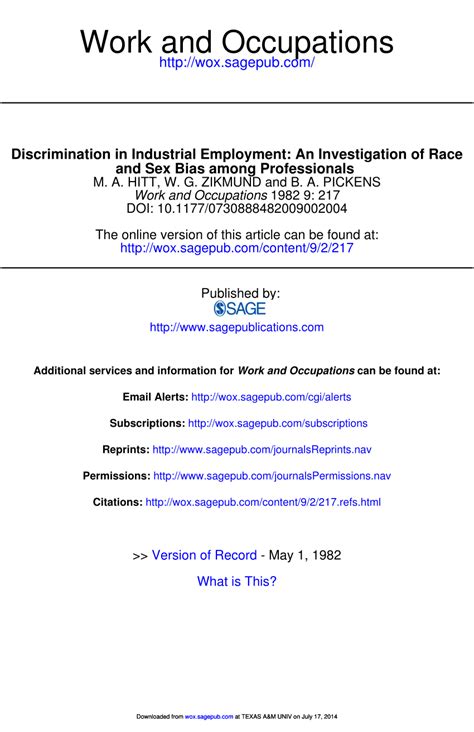 PDF Discrimination In Industrial Employment An Investigation Of Race And Sex Bias Among