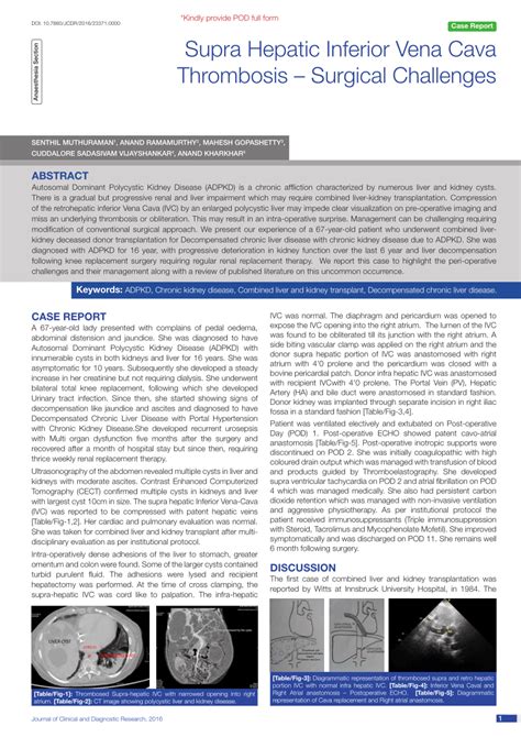 Pdf Supra Hepatic Inferior Vena Cava Thrombosissurgical Challenges