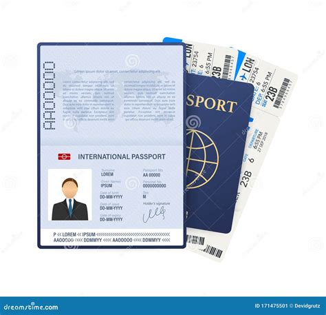 Passport With Tickets Air Travel Concept Flat Design Citizenship Id