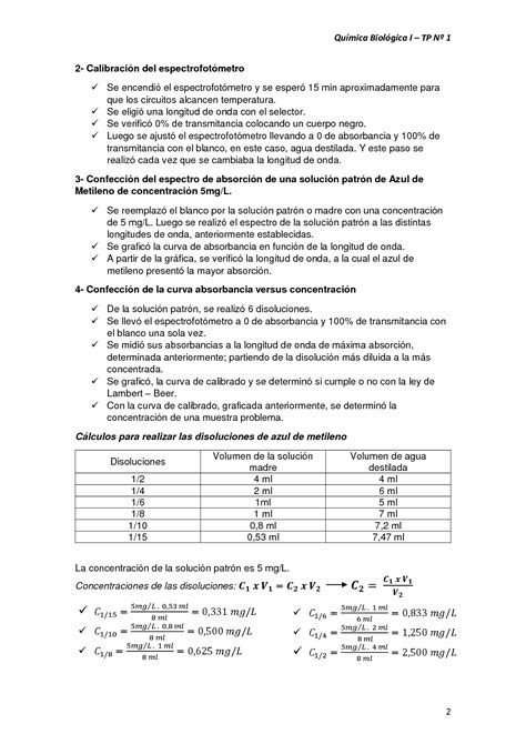 SOLUTION 1 Informe Trabajo Pr Ctico N 1 Espectrofotometr A Uv Visible