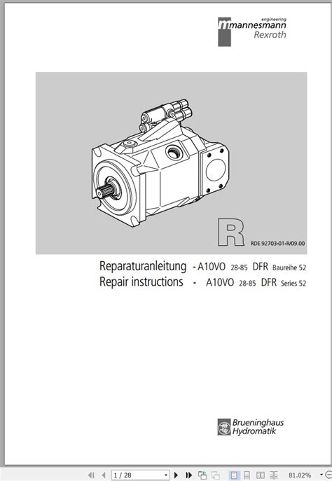 Rexroth Load Sensing Gear Pump A10VO Service Manual 915171 PDF