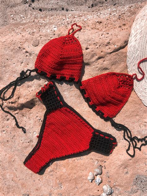 Crochet Bikini Set Sexy Set Knitted Swimsuit Brazilian Bottom