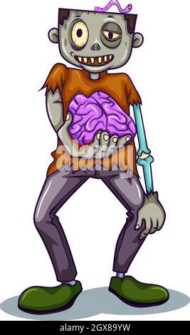 A Zombie Holding His Brain Stock Vector Image Art Alamy