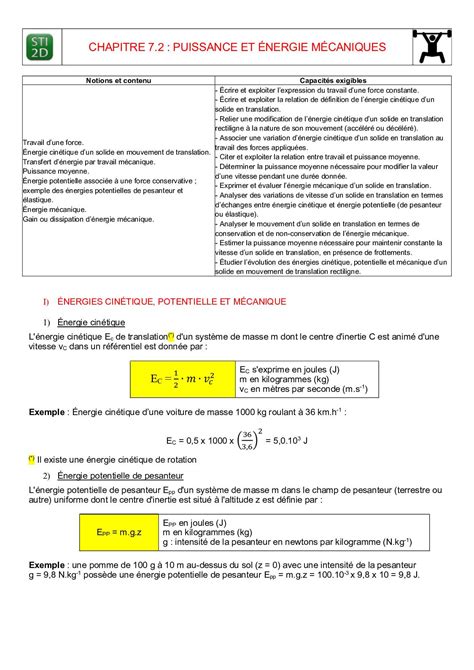 Calaméo 1 Sti2d Chap 7 2 Puissance Et éNergie Mécaniques