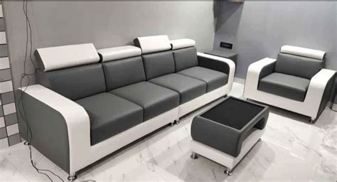 Rexin Stainless Steel Leather Black Sofa Set At Rs Piece In