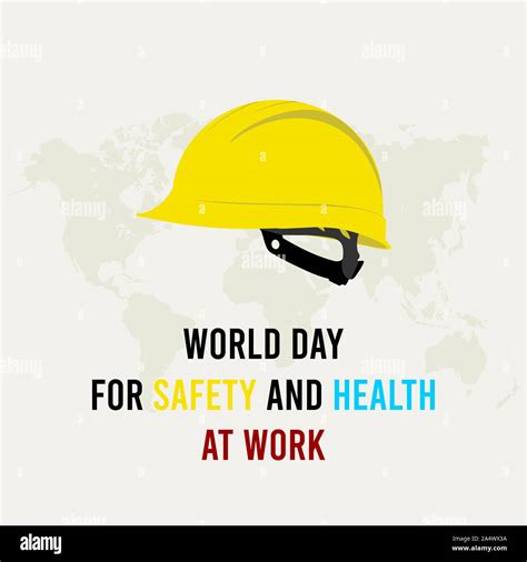 World Day For Safety And Health At Work With Helmet Worker Vector