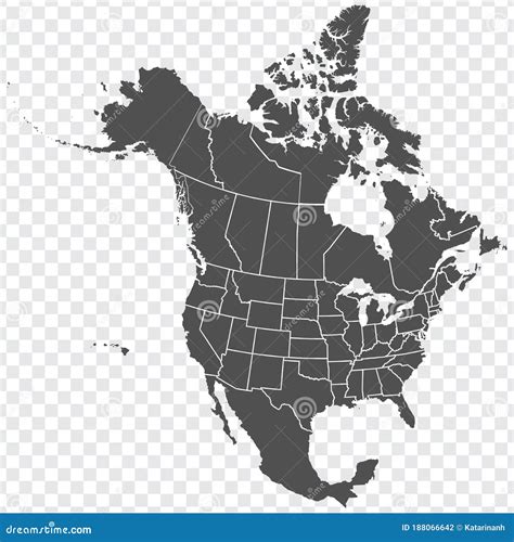 Map of North America. Detailed Map of North America with States of the ...